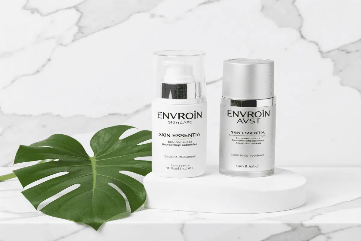 Professional Environ Skincare Collection A professional display of Environ Skincare products including the Skin EssentiA and Youth EssentiA ranges.