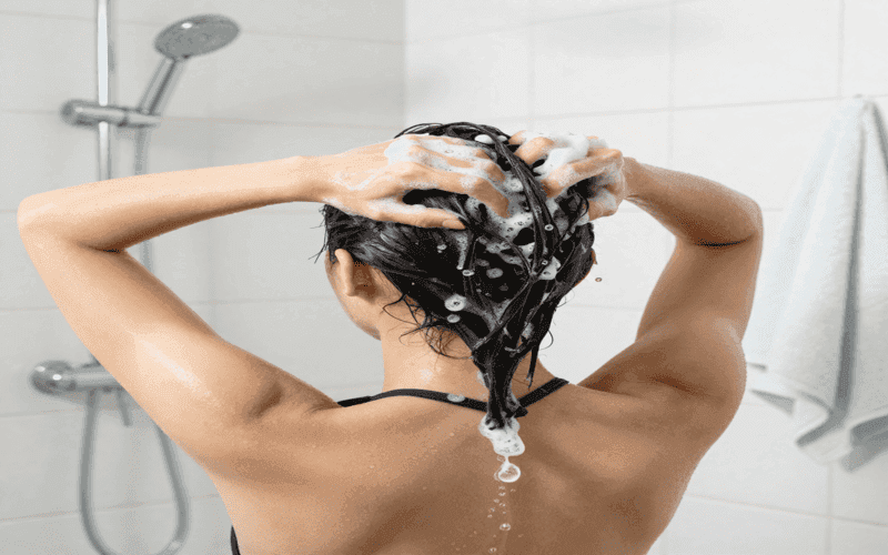 Post-swim skin and hair care routine to remove chlorine and saltwater