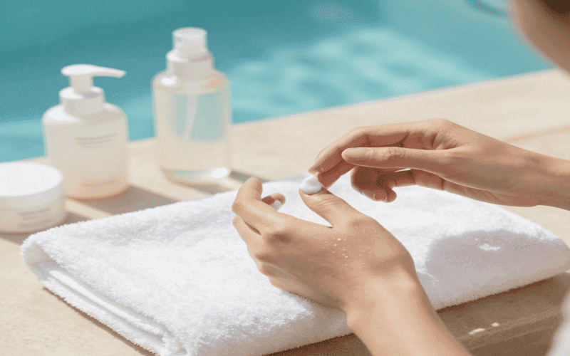Moisturizing skincare routine for swimmers to prevent dryness