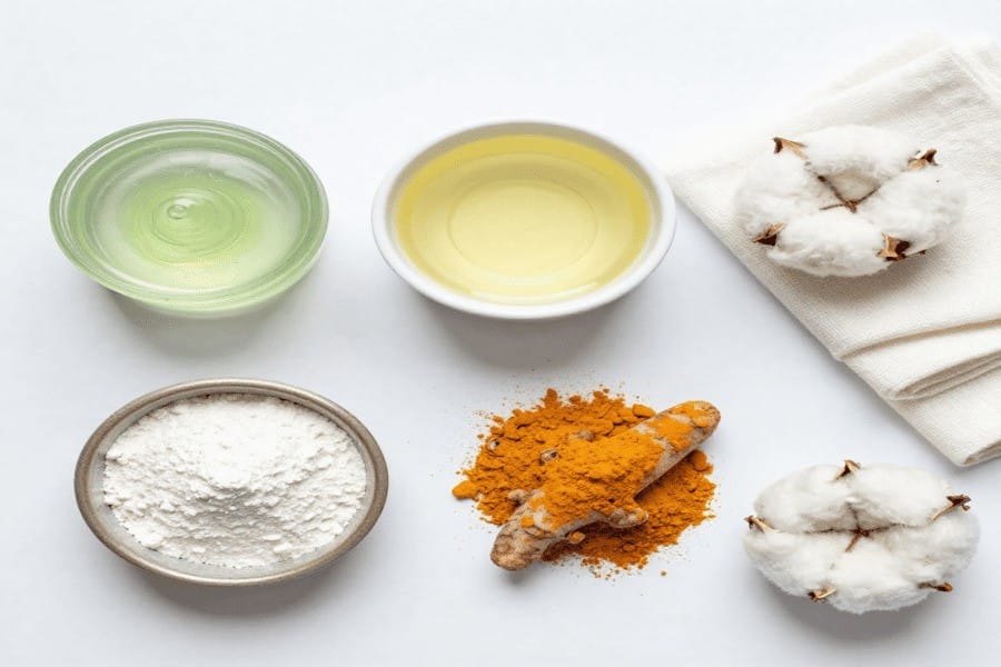 Natural remedies like aloe vera and coconut oil for itchy rash under breast