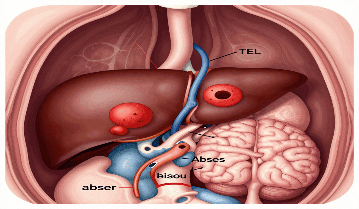 Internal organ abscess liver and brain illustration