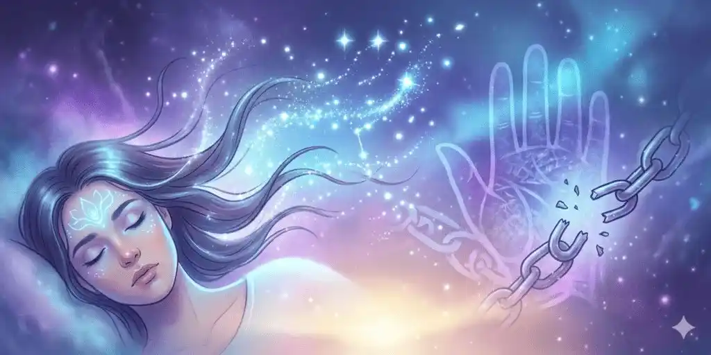 Illustration of the spiritual meaning of a hair falling out dream showing energy transformation.