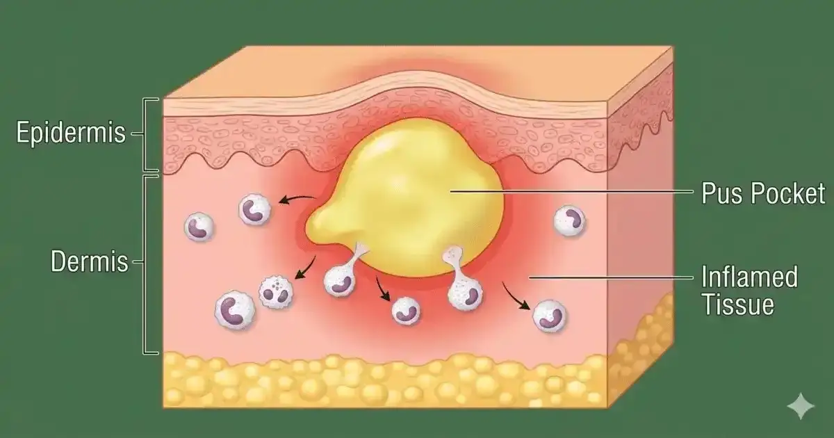 Medical illustration of a skin infection to help identify the correct Abscess ICD 10 Code