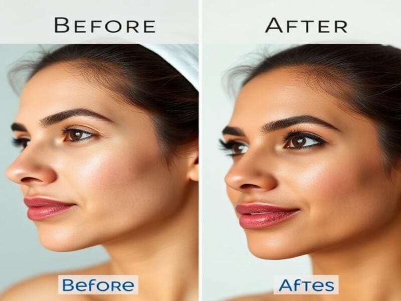 Before and after using Cetaphil Gentle Skin Cleanser for 14 days, showing smoother, balanced skin