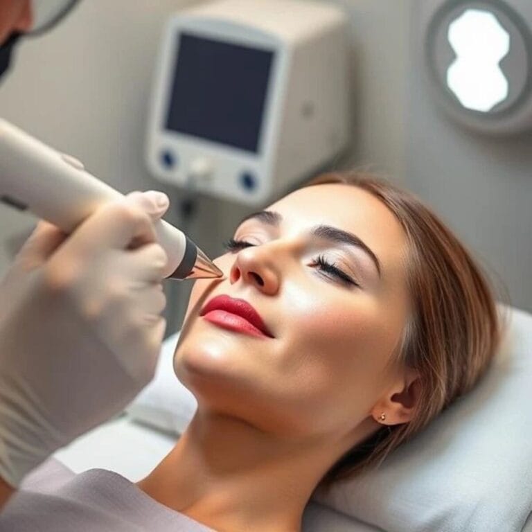 Laser treatment for dark spots on face in a modern skincare clinic