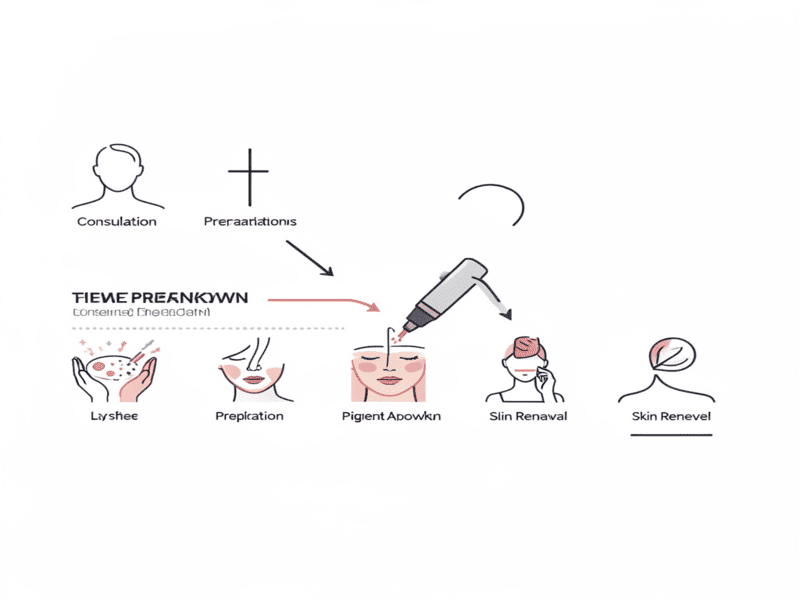 Step-by-step process of laser treatment for dark spots