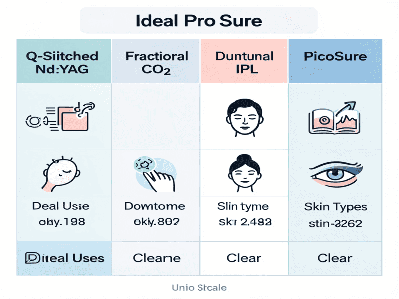 Different types of laser treatments for dark spots with usage comparison