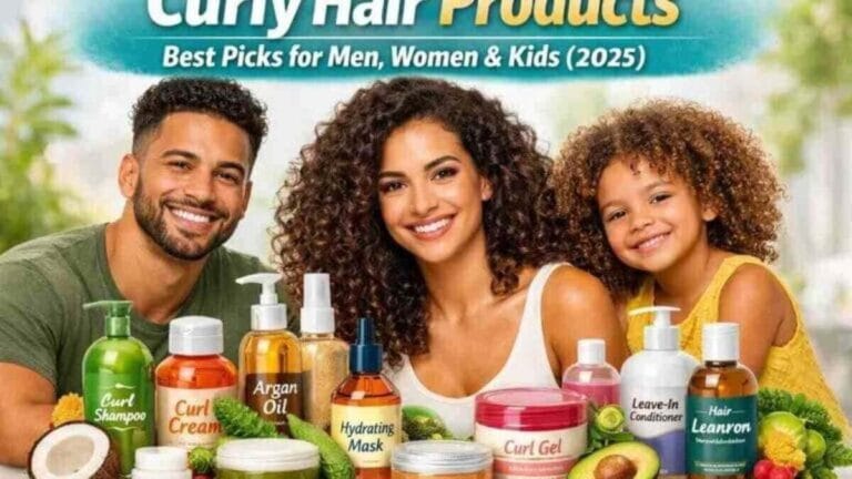 Curly Hair Products for Men, Women & Kids 2025 – Featuring curl shampoo, curl cream, argan oil, hydrating mask, curl gel, and leave-in conditioner with healthy, frizz-free curls