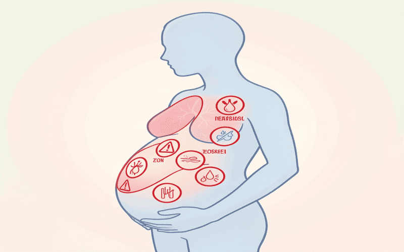 Health risks of fever during pregnancy including dehydration and preterm labor