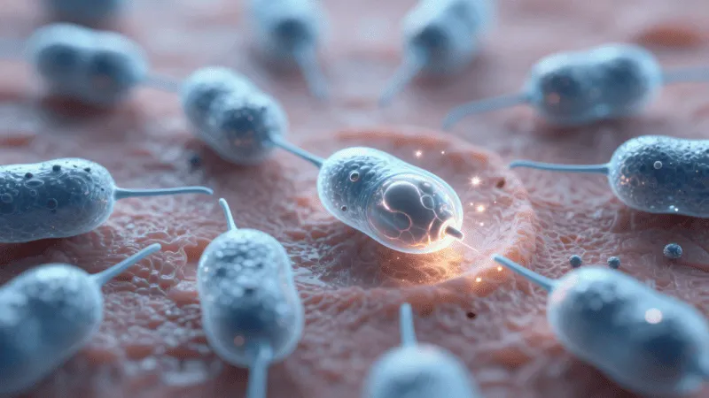 2026 Skincare Breakthrough - Exosomes Abstract representation of cellular regeneration and exosome technology in anti-aging skincare.