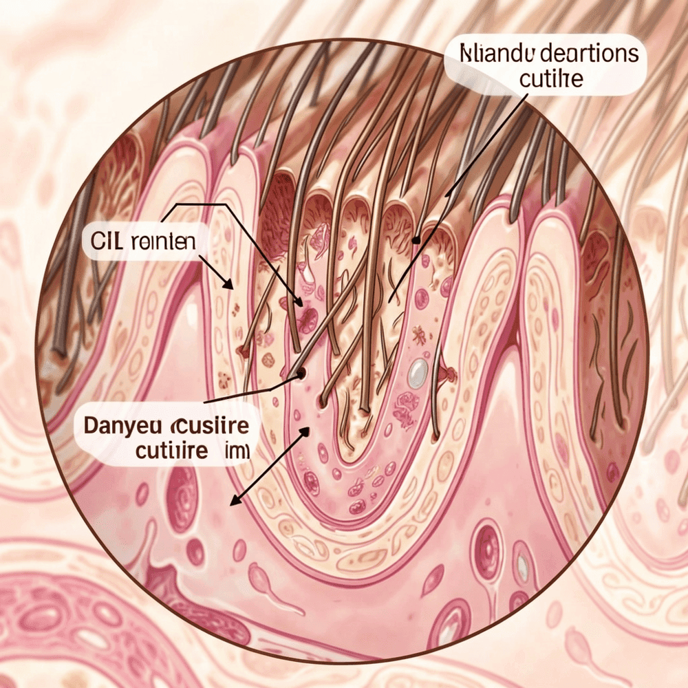 Microscopic view of hair cuticle showing damage from friction compared to smooth healthy cuticle
