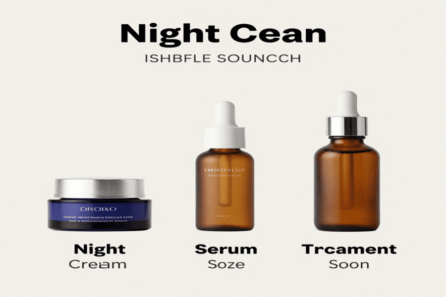 Comparison chart showing differences between night creams, serums, and treatment products
