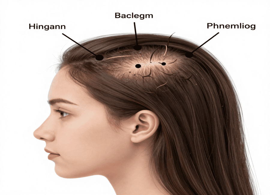 Hair growth cycle disruption causing female hair thinning