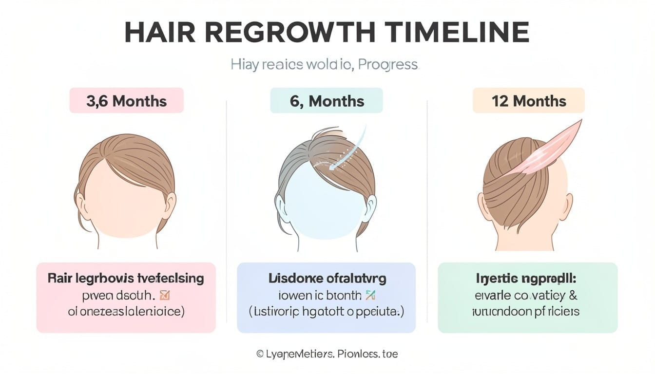 PCOS hair regrowth timeline from 3 to 12 months