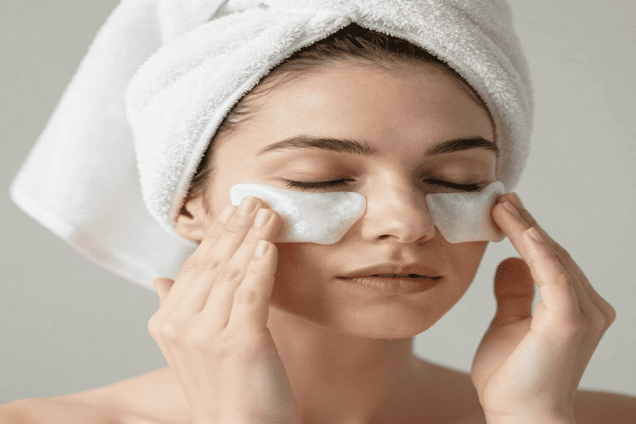 Using ice on face to reduce morning puffiness and swelling