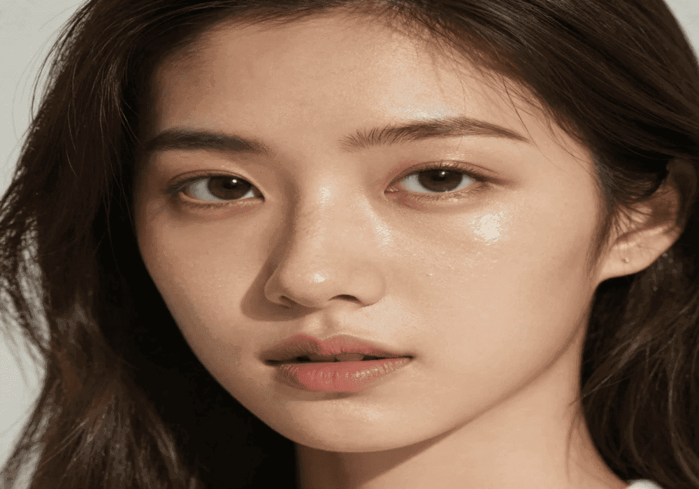 Radiant glowing skin after ice facial treatment