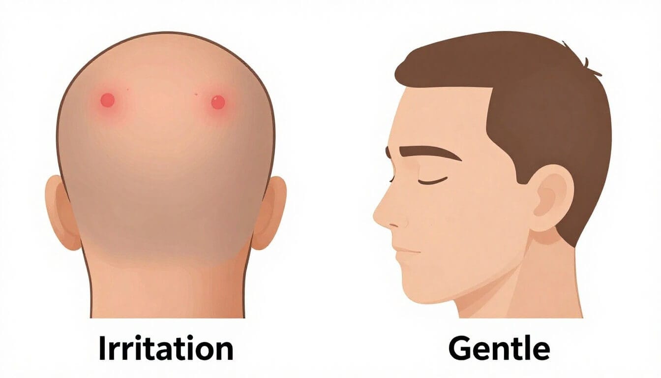 Scalp irritation with liquid minoxidil versus gentle foam treatment.