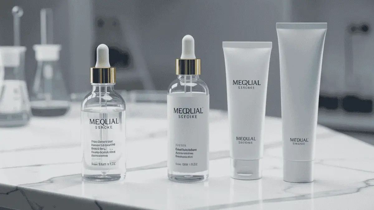 Top Medical Grade Skincare Brands USA 2026 A high-end clinical display of premium medical grade skincare bottles like SkinCeuticals and SkinMedica in a modern dermatologist office