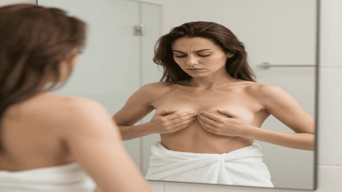 Visual breast self-exam using a mirror