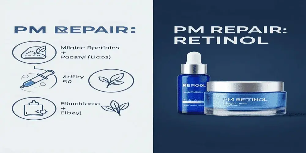 A visual schedule for using Vitamin C and Retinol together by splitting them between AM and PM.