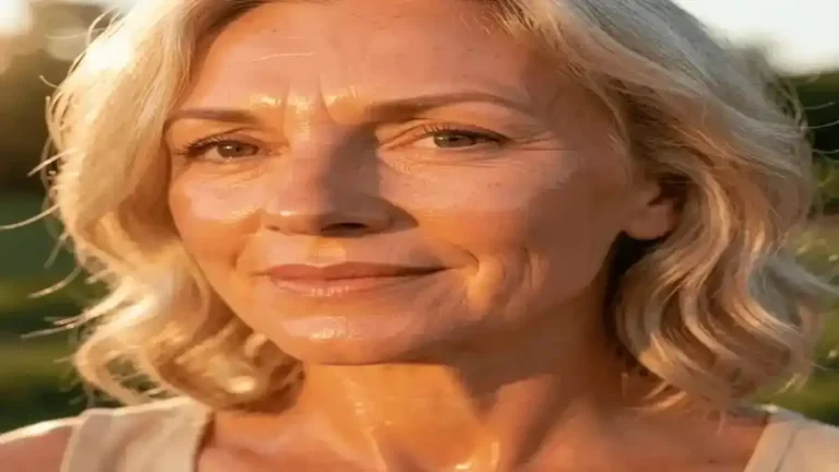 A woman over 50 showcasing a glowing complexion achieved using the best tinted sunscreen for mature skin.