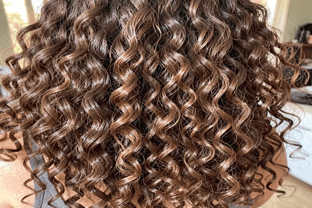 A close-up of healthy, defined, and shiny Type 4 curls after a clarifying ACV treatment