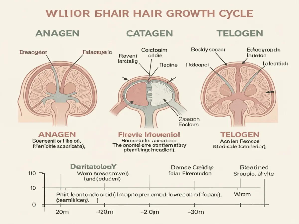 Hair growth cycle diagram showing anagen catagen telogen stages.
