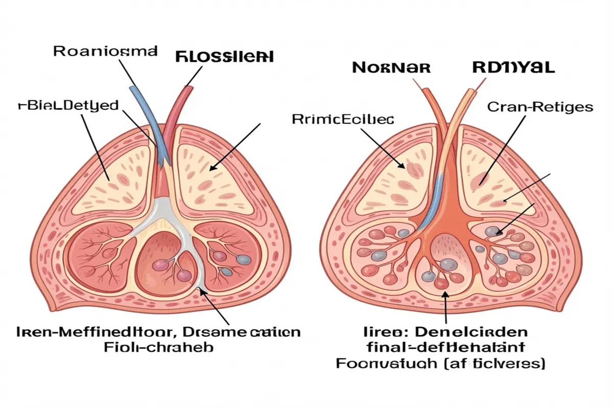 Iron deficiency hair loss diagram showing reduced oxygen supply to hair follicles.