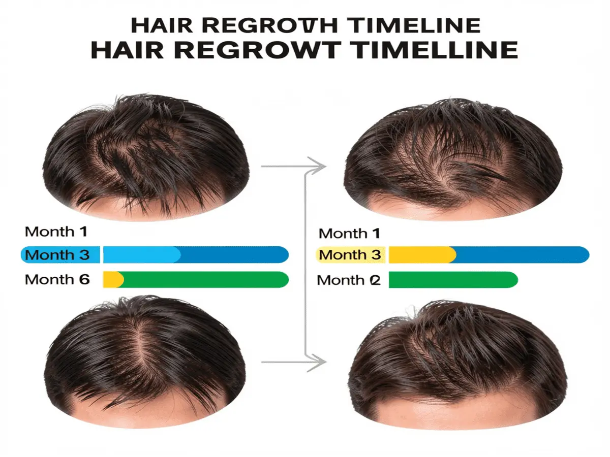 Hair regrowth timeline after treating iron deficiency.