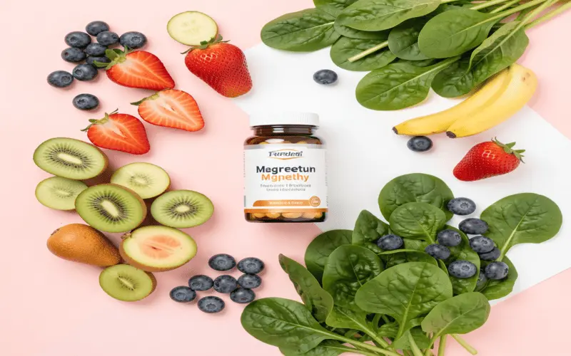 Magnesium Benefits for Women's Hormones An infographic-style image showing the connection between magnesium and hormonal harmony like PMS and PCOS relief.