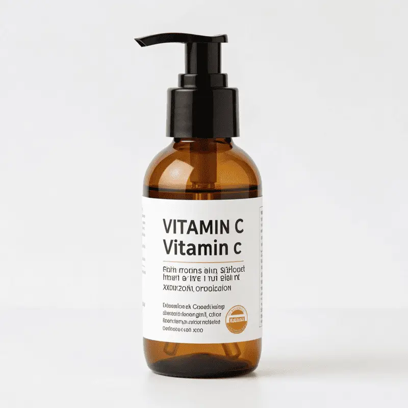 Opaque airless pump bottle used to prevent Vitamin C serum side effects.