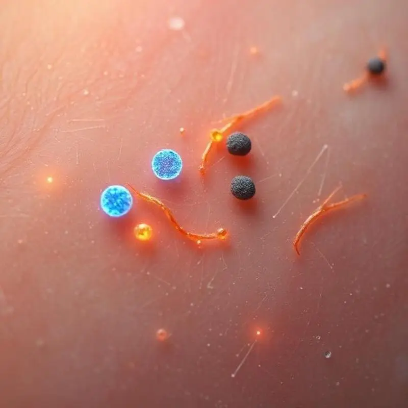 The Invisible Ecosystem of Healthy Skin Microscopic visualization of a healthy skin microbiome protected by prebiotic body wash.