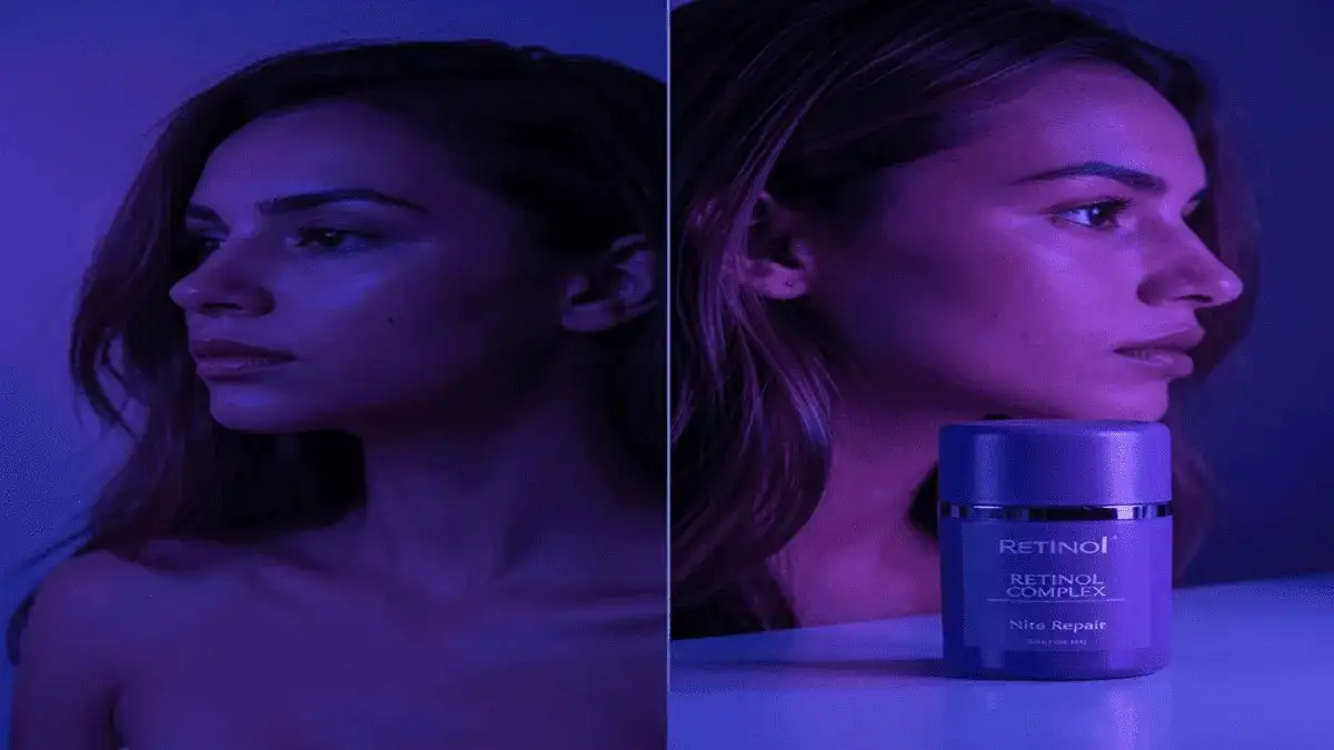 A split-screen visual guide showing Vitamin C serum for morning use and Retinol for night use, illustrating safe skincare layering for a radiant complexion, referencing the 2026 guide.