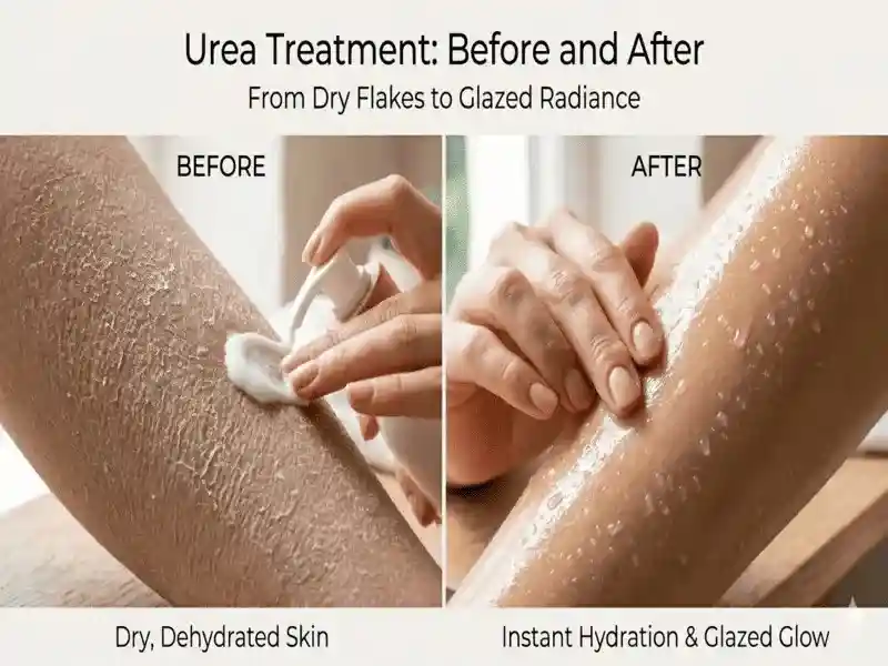 Before and after results of following the Ultimate Urea Lotion Guide for extreme hydration.