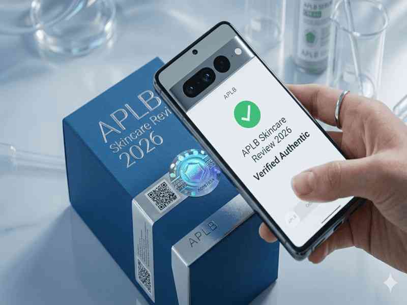 A visual guide for the APLB Skincare Review 2026 showing how to scan the HiddenTag for 100% authenticity.