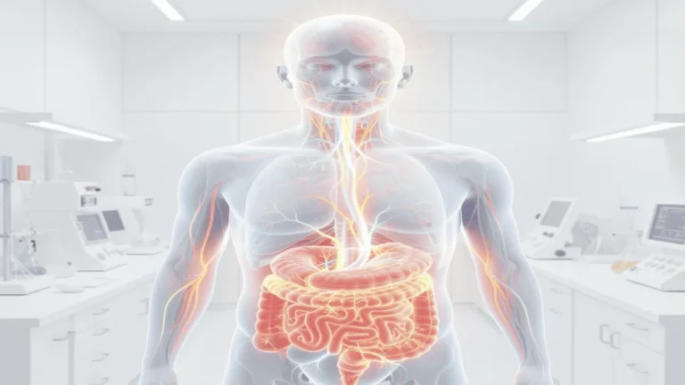 Microscopic diagram illustrating how a leaky gut affects The Skin-Gut Axis and leads to acne breakouts