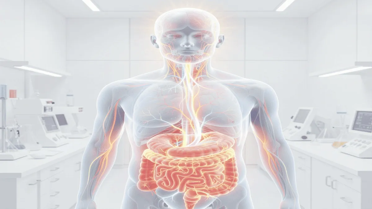 Microscopic diagram illustrating how a leaky gut affects The Skin-Gut Axis and leads to acne breakouts